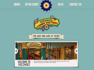 Website Design Screenshot of Fuzziwigs Candy Factory