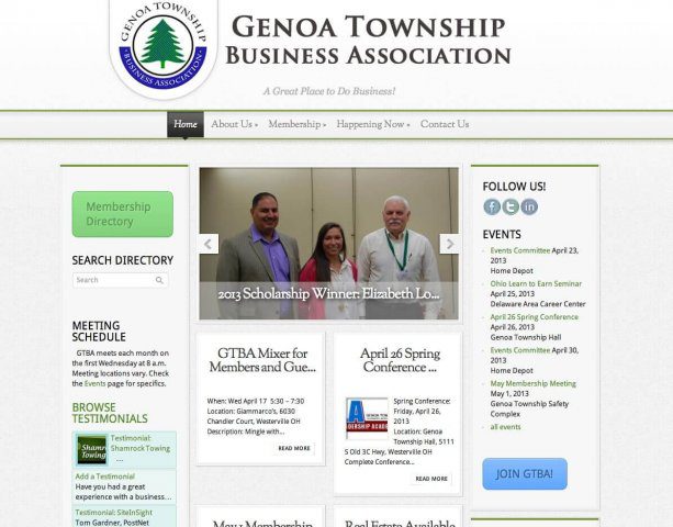 Website Design Screenshot of Genoa Township Business Association