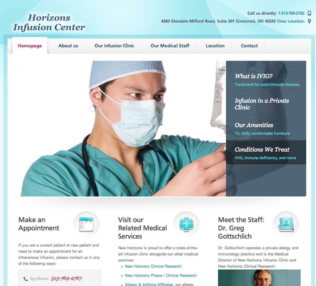 website design horizons infusion center