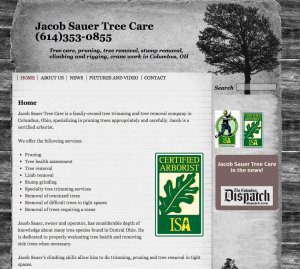 Website Design Screenshot of Jacob Sauer Tree Care