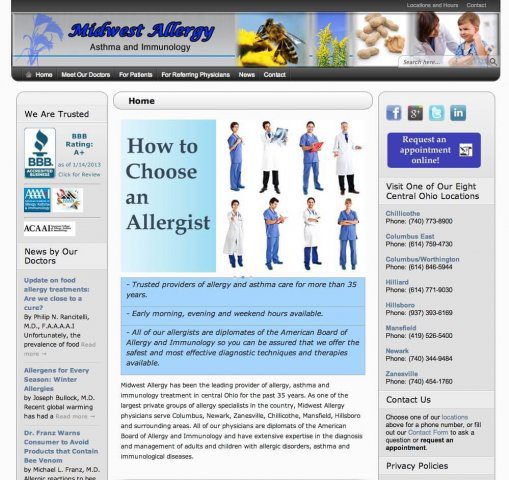 Website Design Screenshot of Midwest Allergy