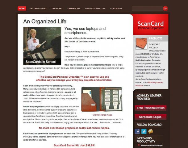 Website Design Screenshot of ScanCard