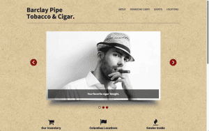 Website Design Screenshot of Barclay Pipe, Tobacco and Cigar