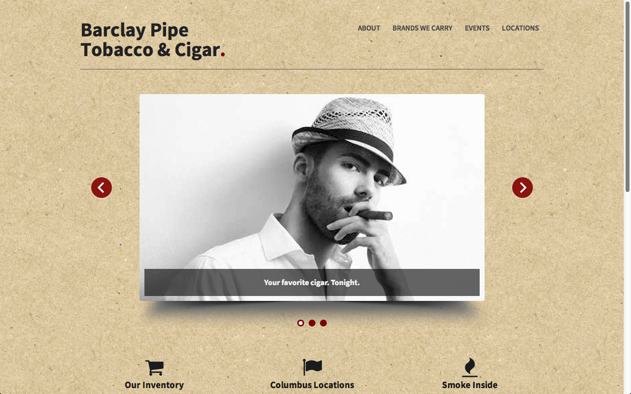 website design barclay pipe tobacco and cigar