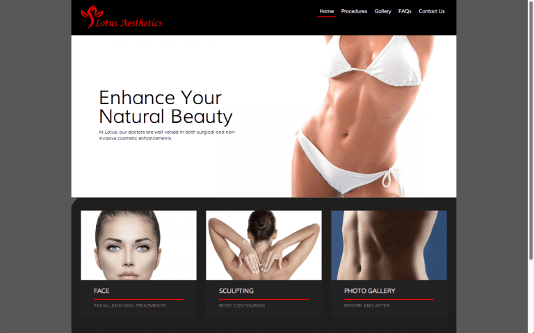 website design lotus aesthetics