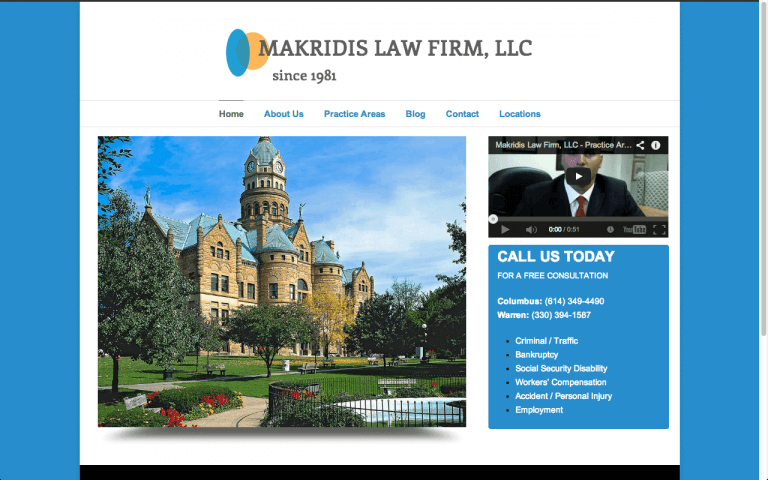 Website Design Screenshot of Makridis Law
