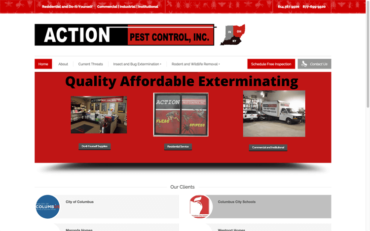 Website Design After Screenshot of Action Pest Control