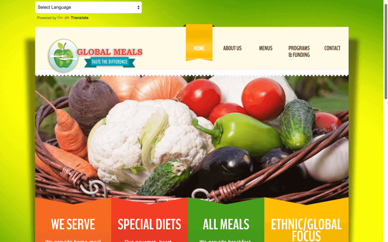 Website Design Screenshot of Global Meals