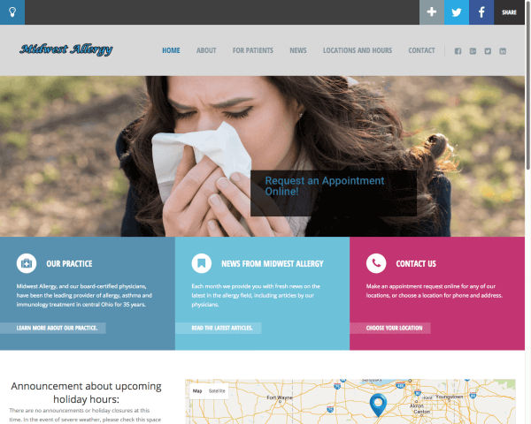 Website Design After Screenshot of Midwest Allergy