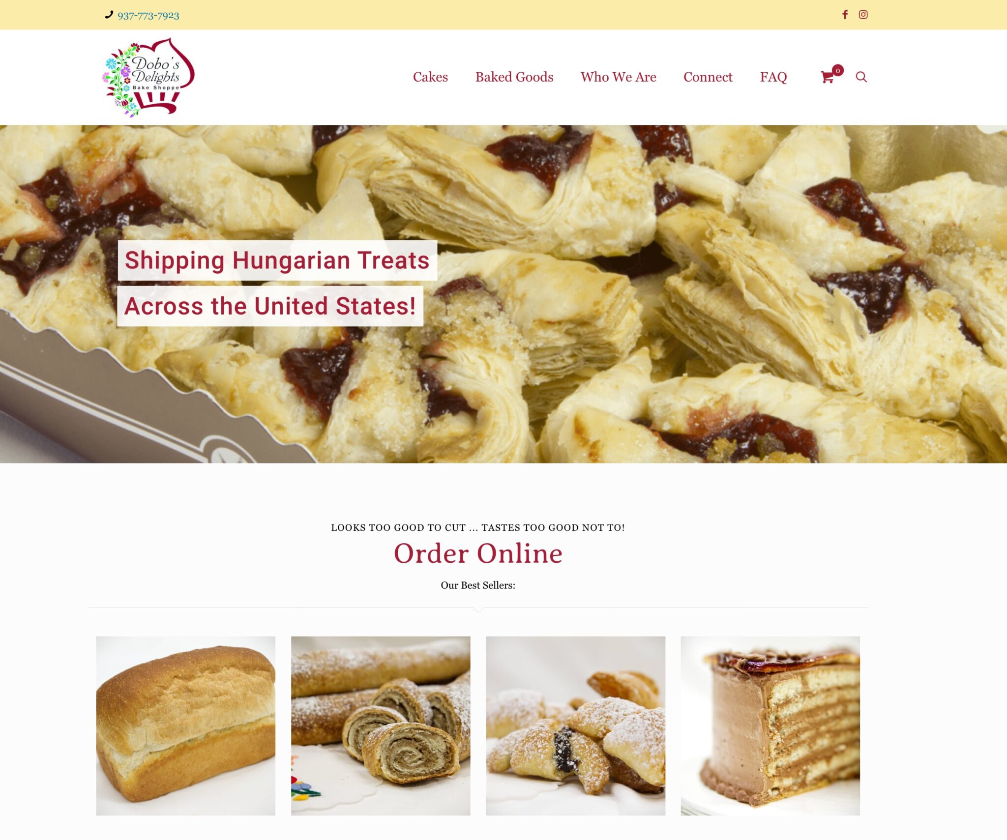 homepage of new Dobo's Delights design